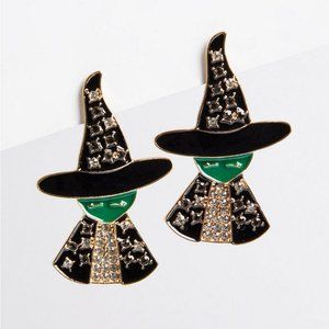 NEW Torrid Witch Hanging Earrings Stud Back Rhinestone Jewel Halloween Witchy